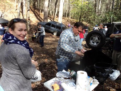 Mid Carolina Jeepers 2014 Hot Springs Trip in Nov - Breakfast on the trail - A.JPG